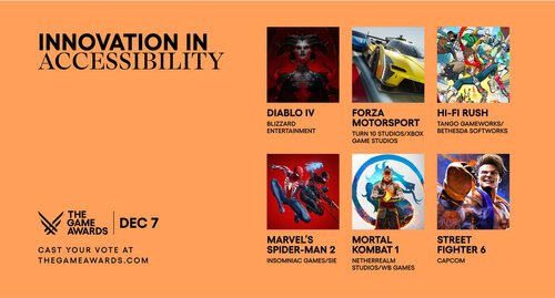 Innovation in Accessibility - Game Awards 2023 nomination for innovation in accessibility at the game awards 2023